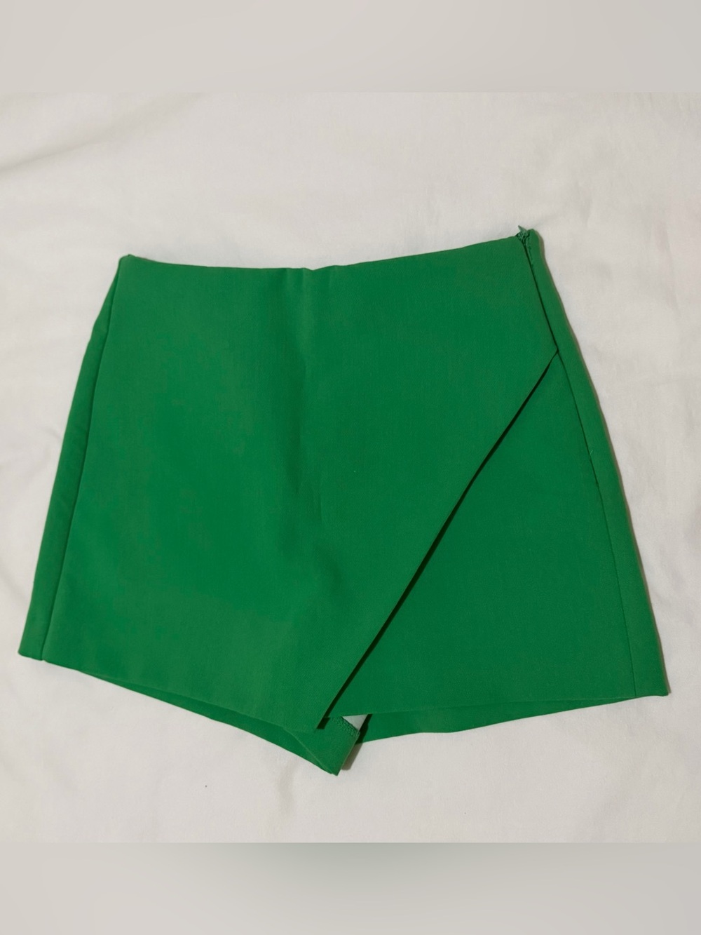Zara Emerald Green Wrap-Front Skort Shorts